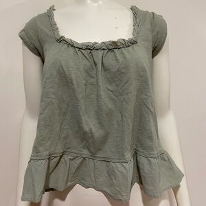 American Eagle Outfitters Sage Green Ruffle Blouse